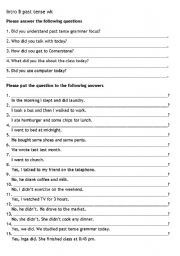 English worksheet: Simple past tense statments and questions