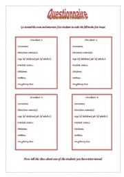 English Worksheet: Ice-breaker - questionnaire