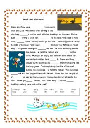 English Worksheet: Ducks on the run - cloze