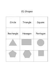 English Worksheet: 2D shapes