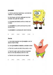 English Worksheet: SpongeBob rearranging game