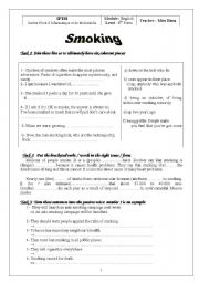 English Worksheet: Smoking (Exercises)