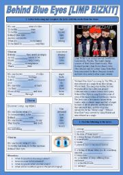 English Worksheet: SONG!!! Behind Blue Eyes [LIMP BIZKIT] - Printer-friendly version included