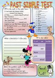 English Worksheet: past simple fully editable