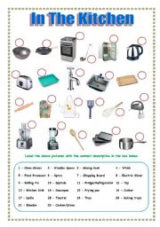 English Worksheet: In the Kitchen
