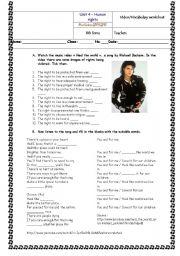 English Worksheet: Heal the world - Human rights