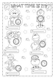 English Worksheet: WHAT TIME IS IT?