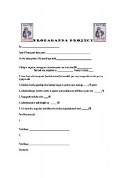 English Worksheet: Propaganda rubric