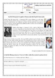 English Worksheet: Famous fighters for human rights part 1