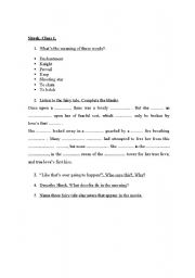 English worksheet: Shrek 1. Listening activities scene 1