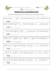 English worksheet: find letters write words