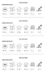 English Worksheet: weather words to complete