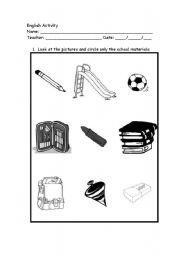 English worksheet: School Supplies