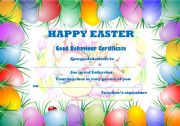 English Worksheet: Easter Term Good Behaviour Certificate