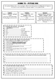 English Worksheet: Going to for future use