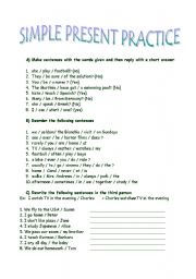 English Worksheet: SIMPLE PRESENT PRACTICE