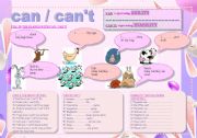 English Worksheet: can cant