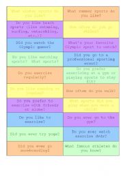 English Worksheet: Sports Question Cards