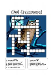 English worksheet: Owl Crossword