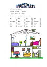 English Worksheet: House parts test (part 1)