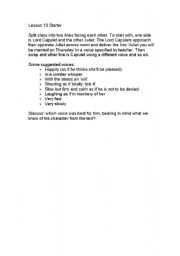 English Worksheet: Role Play- Romeo and Juliet 