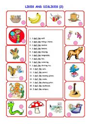 English Worksheet: likes and dislikes