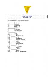 English worksheet: Prepositions