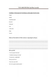 English worksheet: You are special part II
