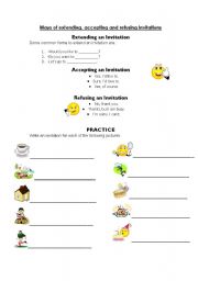 English Worksheet: Invitations: Extending, Accepting and Refusing