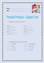 English Worksheet: Personal pronouns and to be