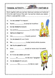 English worksheet: Tandem activity B present perfect