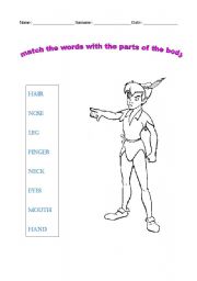 English Worksheet: PARTS OF THE BODY