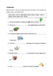 English worksheet: Vocabulary revision about verbs and the places