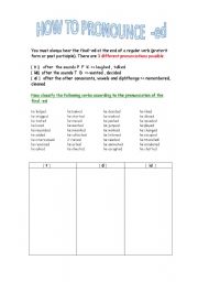 English Worksheet: How to pronounce -ED?