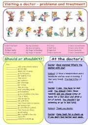 English Worksheet: Visiting a doctor - problems and treatment