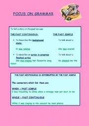 English worksheet: PAST SIMPLE PAST CONTINUOUS FOCUS ON GRAMMAR