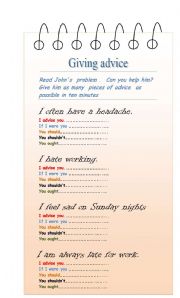 English Worksheet: Giving advice