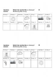 English Worksheet: Whats the weather like? Pairwork