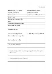 English worksheet: Since Hannah Moved Away handout