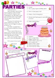 English Worksheet: UNIT 8: PARTIES 