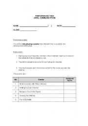 English Worksheet: Macbeth Performance Task