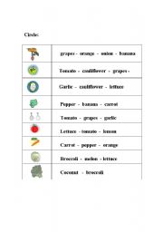 English worksheet: Fruits and vegetables