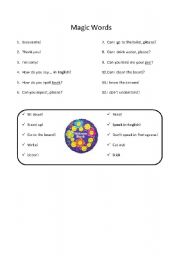 English worksheet: Magic Words