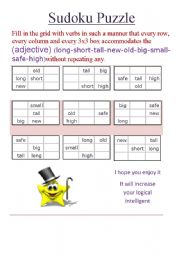 adjectives Sudoku game 