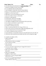 English Worksheet: Test for noun clause~with keys