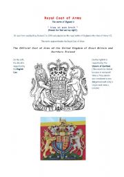 English Worksheet: royal coat of arms