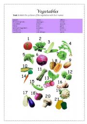 English Worksheet: Lets learn the names of some vegetables
