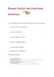 English worksheet: PRESENT PERFECT AND CONDITIONAL SENTENCES