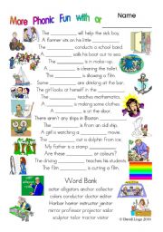 3 more pages of Phonic Fun with or: worksheet, story and key (#20)