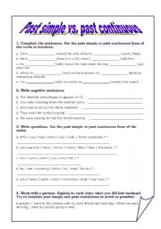English Worksheet: Past Simple vs. Past Continuous